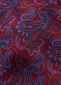 Grote zijden sjaal met paisleymotief (donkerrood)