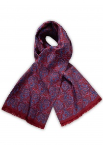 Grote zijden sjaal met paisleymotief (donkerrood)