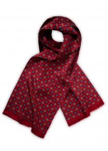 XXL zijden sjaal met ornamenten (rood/blauw-beige)