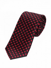 Lange Krawatte modische Gitter-Struktur nachtschwarz rot