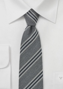 Krawatte XXL Woll-Struktur grau Streifen