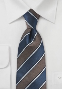 Gestreepte stropdas mokkabruin donkerblauw