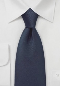 Effen zijden stropdas geribbeld marineblauw