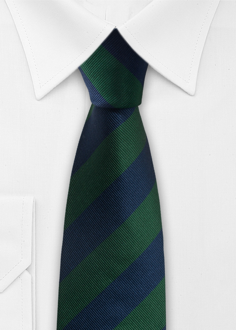 Gestreepte zijden stropdas (blauw/groen)