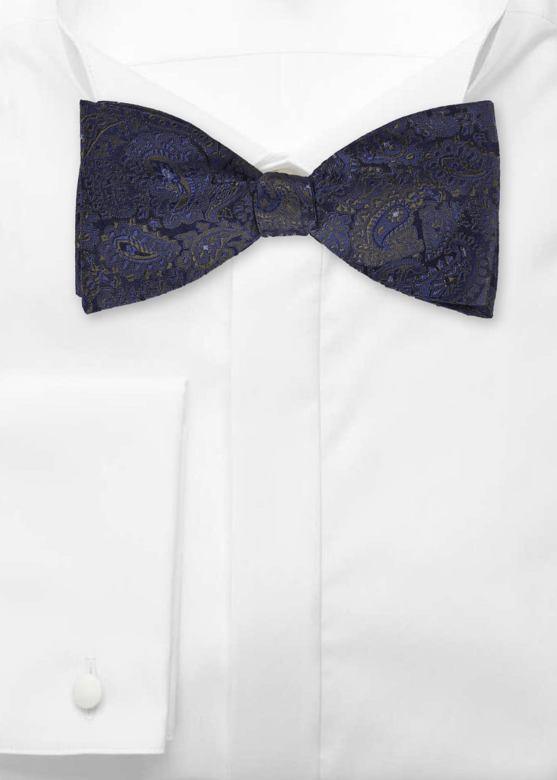 Paisley vlinderdas om zelf te strikken marineblauw