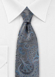 Puccini stropdas met paisleymotief - grijs &amp;