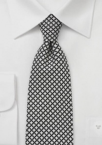 XXL stropdas met zwart wit rasterpatroon