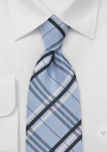 XXL stropdas met konservatieve ruit lichtblauw
