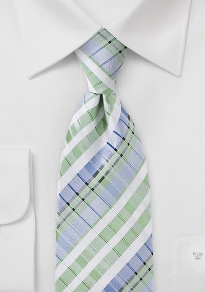 Stijlvolle stropdas extravagant ruitmotief bleek groen | Stropdas-Mode