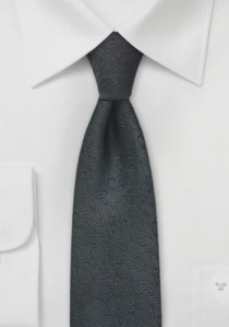 Smalle stropdas met Paisley motief asfalt zwart