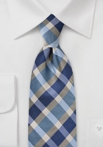 Stylische XXL-Krawatte extrovertiertes Karo-Muster hellblau