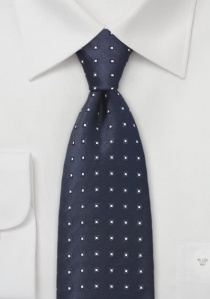 XXL stropdas met kleine donkerblauwe vierkantjes