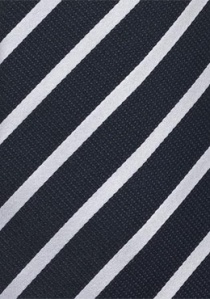 Heren stropdas gestreept donkerblauw wit