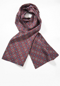 Opvallende stropdas sjaal met motief bordeauxrood