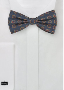 Heren vlinderstrik donkerblauw ornamenten patroon