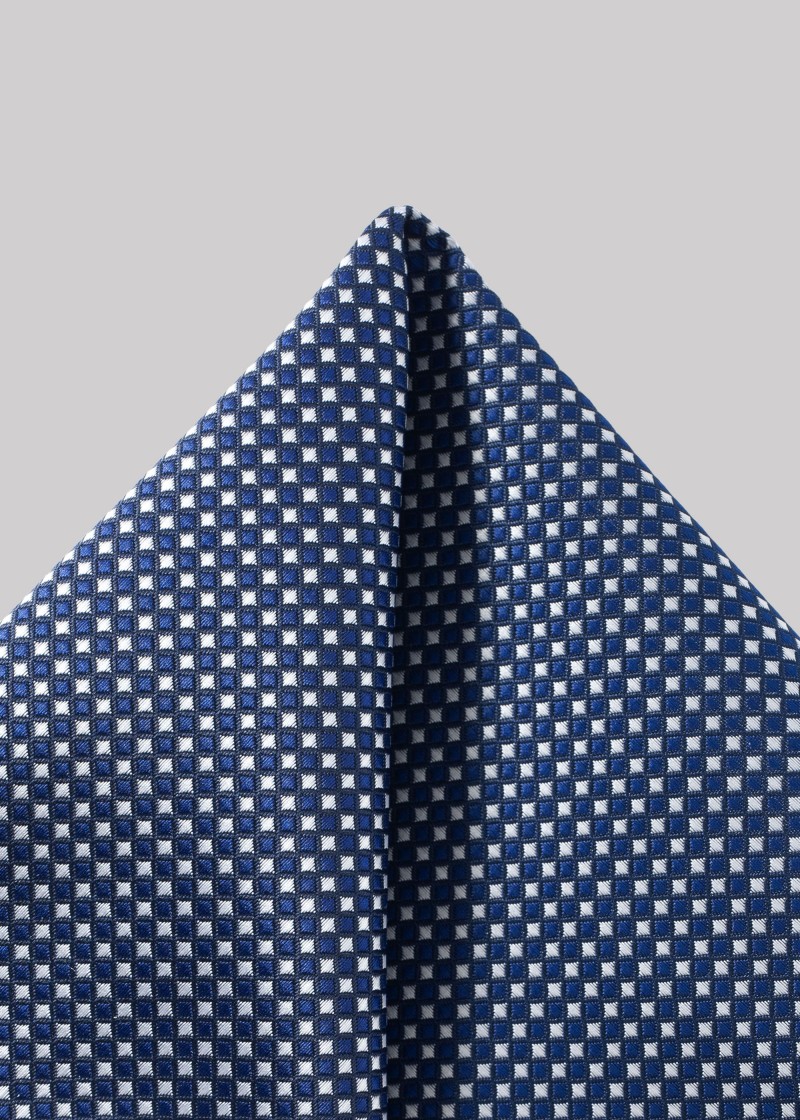 Zakdoek in donkerblauw en zilver met fijn patroon