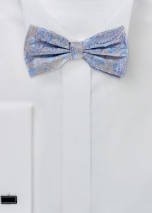 Zijden vlinderdas in blauw met paisleymotief