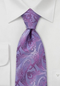 XXL stropdas met paars wijnstokpatroon