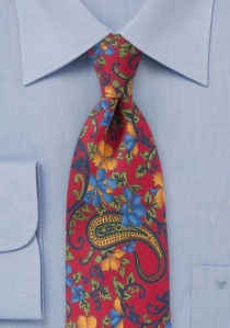 Zakelijke stropdas Bloemenpatroon Kersenrood