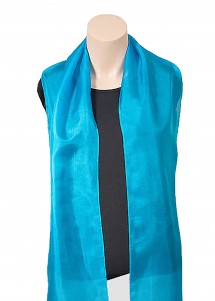 Koor sjaal zijde chiffon turkoois blauw