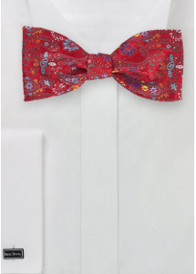 Vlinderstrik bloemmotief rood om zelf te binden