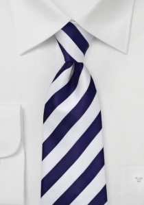 XXL stropdas gestreept donkerblauw wit