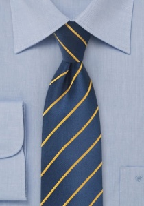 Kantoorstropdas gestreept geel marineblauw