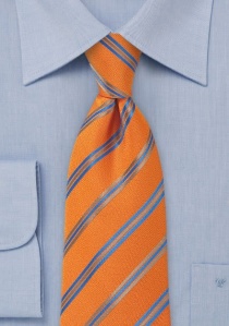 Herenstropdas kleur oranje met filigrane strepen