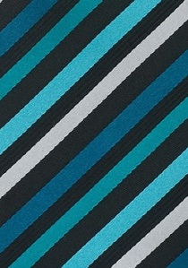 XXL-Herrenkrawatte Linien-Muster schwarz aqua