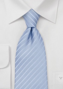 XXL stropdas lichtblauw wit gestreept