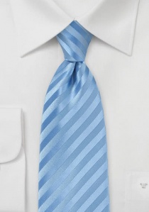 XXL business stropdas effen lichtblauw gestreept