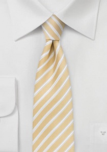 Krawatte schlank  Streifen goldgelb weiß