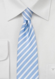 Smalle stropdas gestreept lichtblauw wit