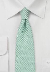 Smalle stropdas lichtgroen met rasterpatroon