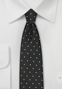 Smalle stropdas zwart zilver gespikkeld