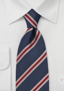 Cambridge clip stropdas in marine blauw, rood en