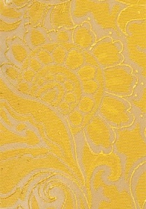 Herenstropdas geel met bloemmmotief