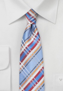 Smalle stropdas modern glencheck ontwerp ijsblauw