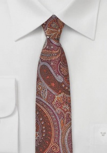 Smalle stropdas rood met Paisley motief
