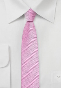 Smalle stropdas geruit roze