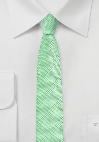Krawatte schmal geformt Karo-Struktur blassgrün