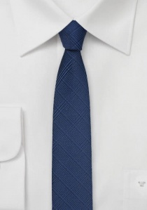 Smalle stropdas marineblauw met met geruit motief