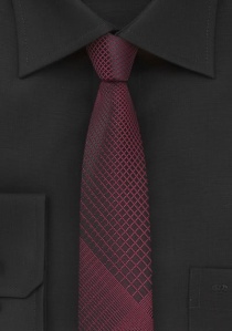 Smalle wijnrode stropdas met geometrisch patroon