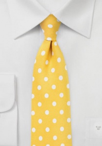 Zakelijke stropdas grof geel-wit gestippeld