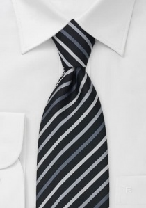 Clip-on heren stropdas streep ontwerp zwart zilver