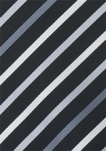 Clip-on heren stropdas streep ontwerp zwart zilver