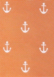 Herrenkrawatte schlank Anker-Pattern orange