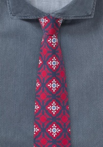 Moderne medium rode stropdas met Talavera design