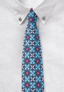 Turquoise stropdas met turquoise patroon van 100%