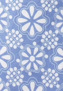 Ijsblauwe katoenen stropdas met bloemenprint